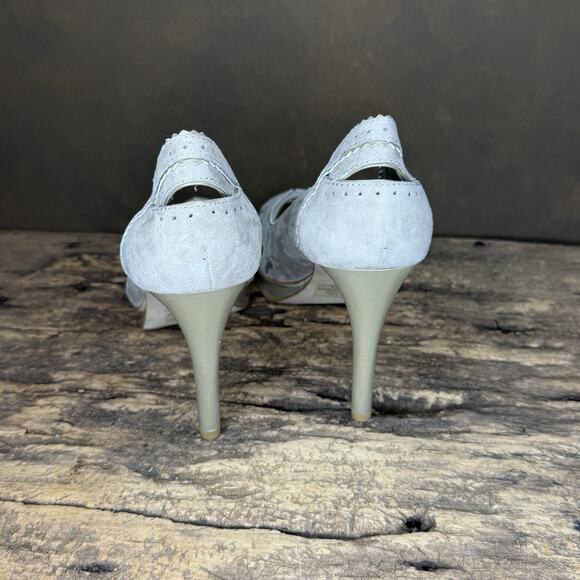 B Makowsky Gray Suede Peep Toe Cutout Platform Heels Women’s Size 9.5M - Picture 5 of 9